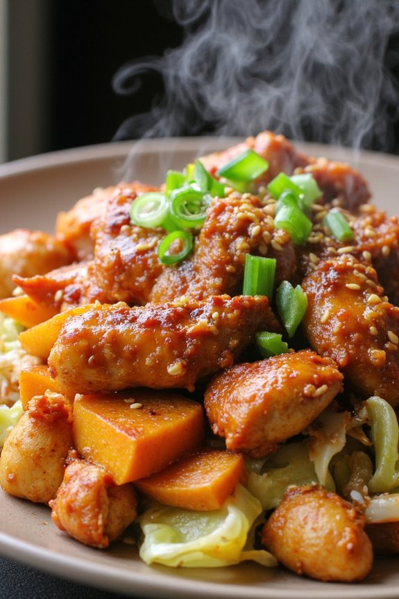 spicy marinated chicken stir fry