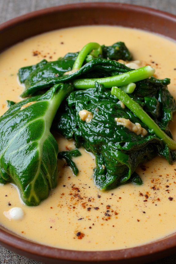 taro leaves in coconut milk