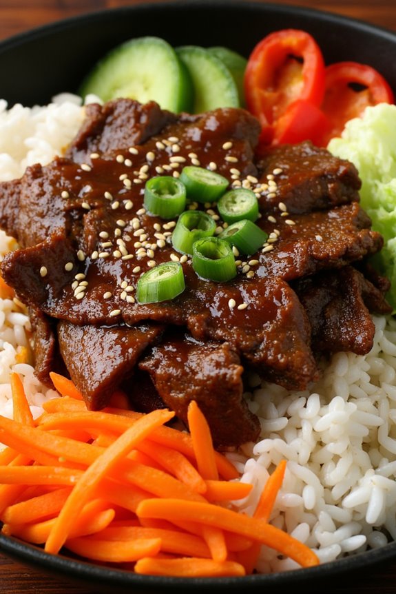 tender marinated beef bowl