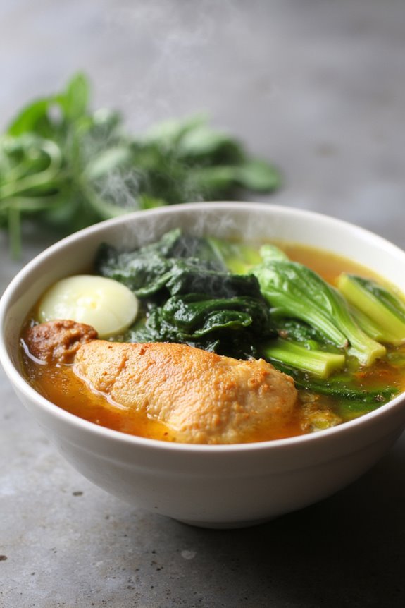 tinola with nutrient rich greens