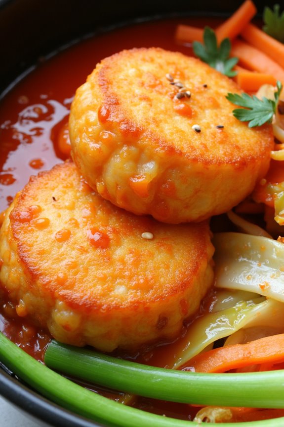 vegetable filled korean rice cakes