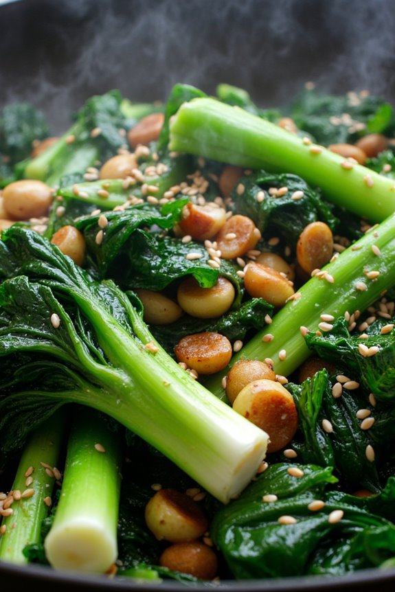 vibrant garlic stir fried greens
