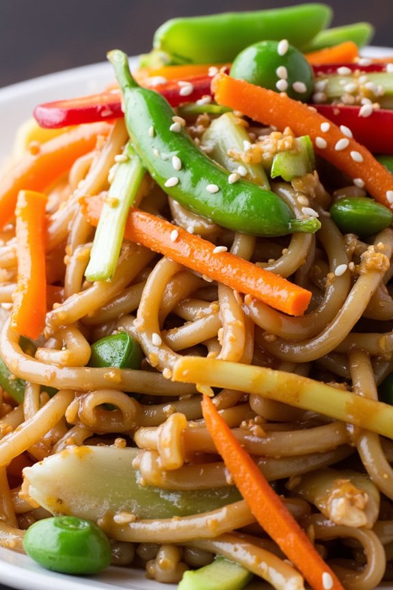 vibrant noodle salad preparation