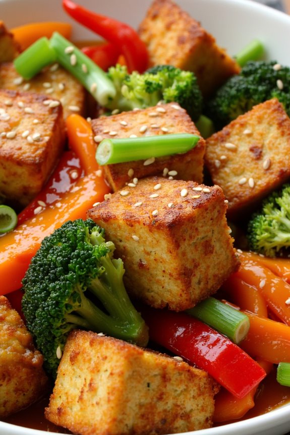 vibrant spicy tofu stir fry