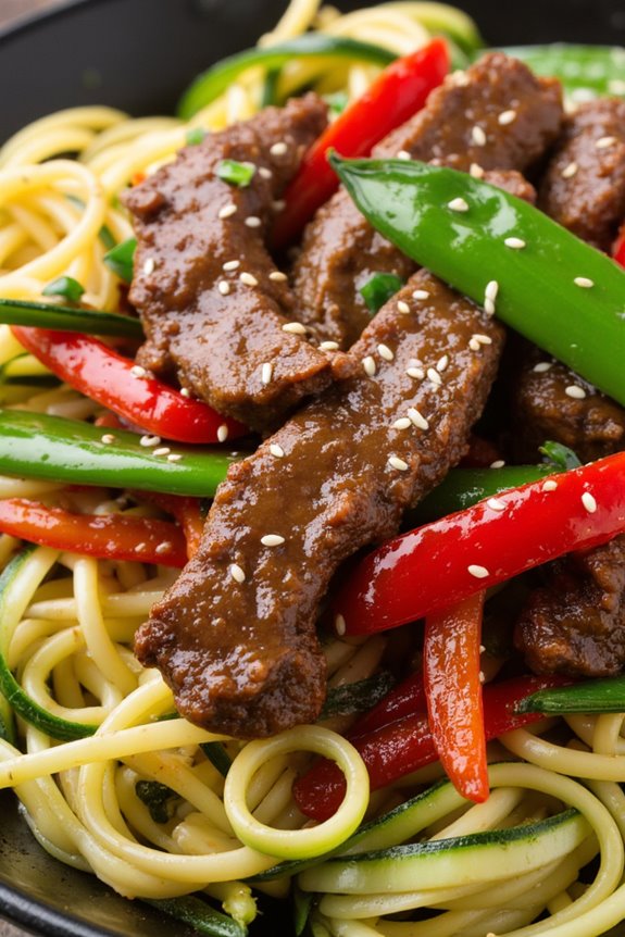 zucchini noodles spicy szechuan beef